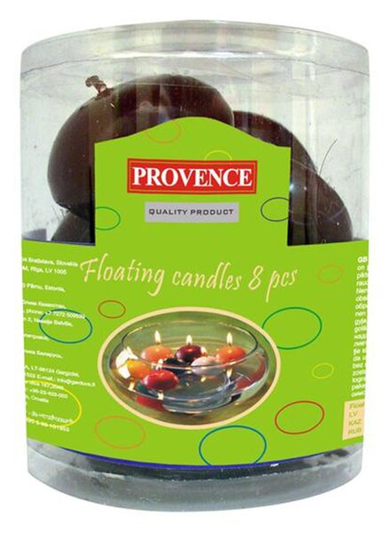 Provence Neparfemovaná plovoucí svíčka 8ks tmavě červená