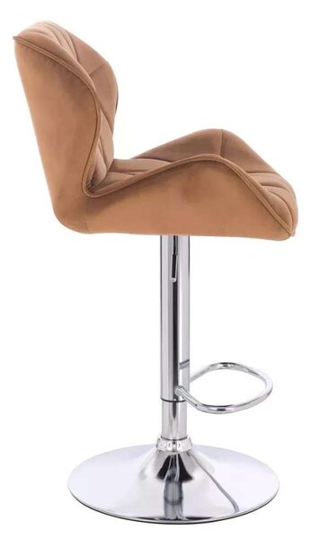 LuxuryForm DESIGN Barová židle MILANO VELUR na stříbrné kulaté podstavě - medová