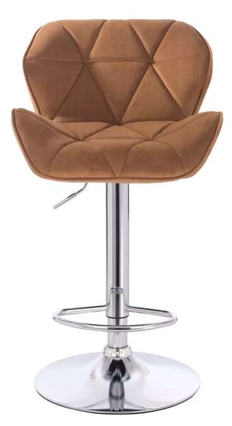 LuxuryForm DESIGN Barová židle MILANO VELUR na stříbrné kulaté podstavě - medová