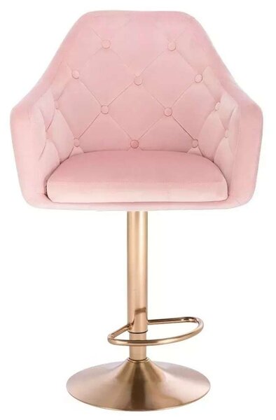 LuxuryForm DESIGN Barová židle ANDORA VELUR na zlaté kulaté podstavě - světle růžová