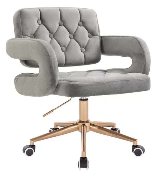 LuxuryForm DESIGN Židle ADRIA VELUR na zlaté podstavě s kolečky - šedá