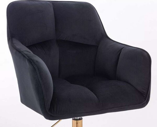 LuxuryForm DESIGN Křeslo AMALFI VELUR na zlaté podstavě s kolečky - černé