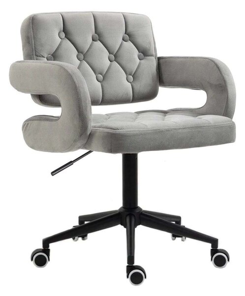 LuxuryForm DESIGN Židle ADRIA VELUR na černé podstavě s kolečky - šedá
