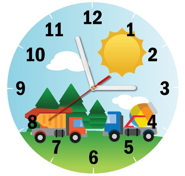 Dětské hodiny Nákladní auta Rozměry: 30 x 30 cm