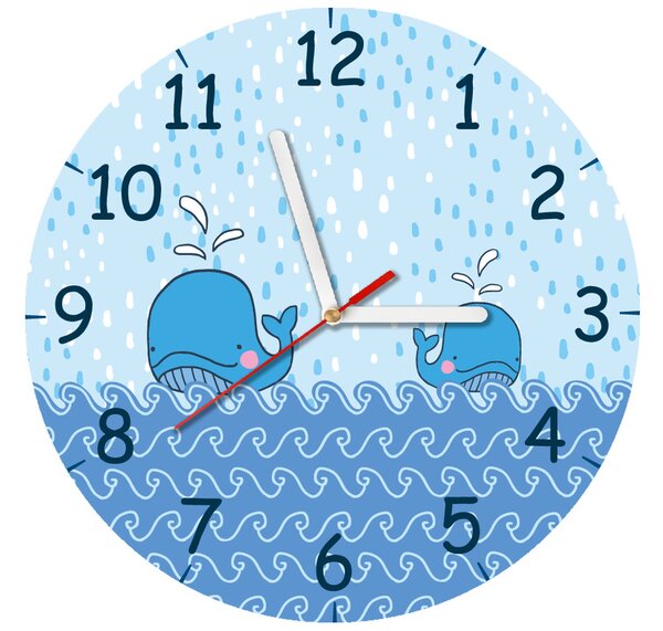 Dětské hodiny Modré velryby Rozměry: 30 x 30 cm