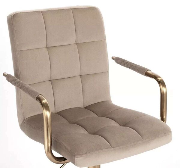 LuxuryForm DESIGN Barová židle VERONA GOLD VELUR na zlaté hranaté podstavě - latte