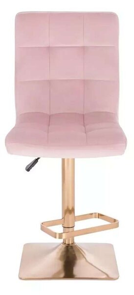 LuxuryForm DESIGN Barová židle TOLEDO VELUR na zlaté hranaté podstavě - růžová