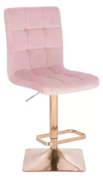 LuxuryForm DESIGN Barová židle TOLEDO VELUR na zlaté hranaté podstavě - růžová