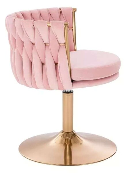 LuxuryForm DESIGN Židle LYON VELUR na zlatém talíři - růžová