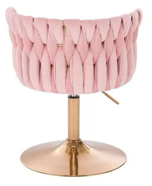 LuxuryForm DESIGN Židle LYON VELUR na zlatém talíři - růžová