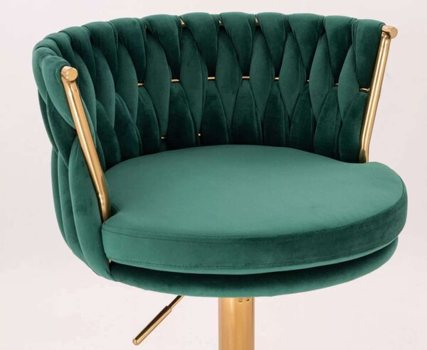 LuxuryForm DESIGN Židle LYON VELUR na zlaté podstavě s kolečky - zelená