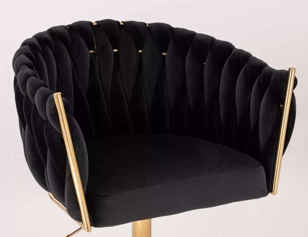 LuxuryForm DESIGN Židle NORDEN VELUR na zlaté podstavě s kolečky - černá