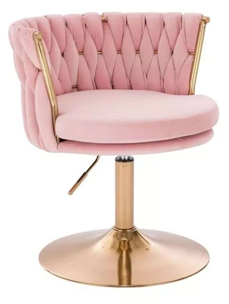 LuxuryForm DESIGN Židle LYON VELUR na zlatém talíři - růžová