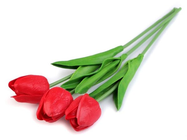 Umělý tulipán 35 CM k aranžování balení 3 KUSY - 5 červená