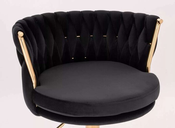 LuxuryForm DESIGN Židle LYON VELUR na zlatém talíři - černá