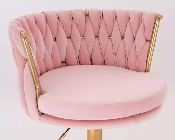 LuxuryForm DESIGN Židle LYON VELUR na zlatém talíři - růžová