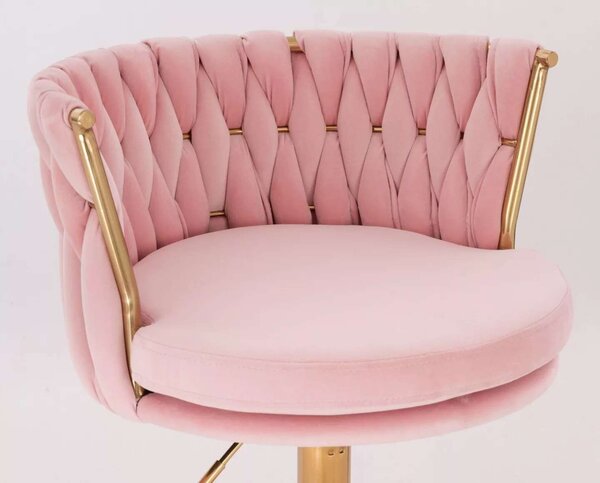 LuxuryForm DESIGN Židle LYON VELUR na zlaté podstavě s kolečky - růžová