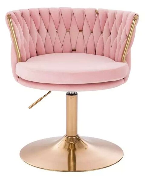 LuxuryForm DESIGN Židle LYON VELUR na zlatém talíři - růžová