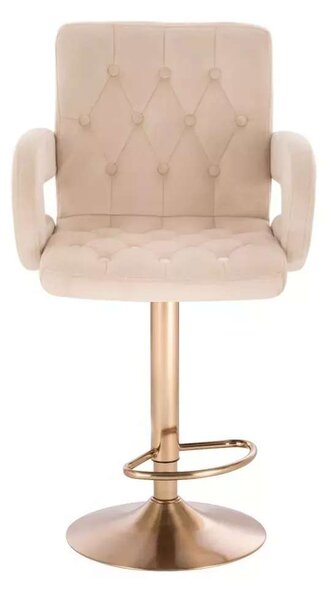 LuxuryForm DESIGN Barová židle BOSTON VELUR na zlaté kulaté podstavě - krémová