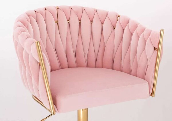 LuxuryForm DESIGN Barová židle NORDEN VELUR na zlaté kulaté podstavě - růžová