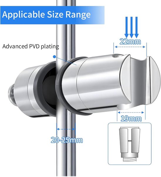 Držák na ručník do sprchy, nastavitelný, otočný o 360°, pro sprchovou tyč o průměru 20-25 mm, příslušenství do sprchy