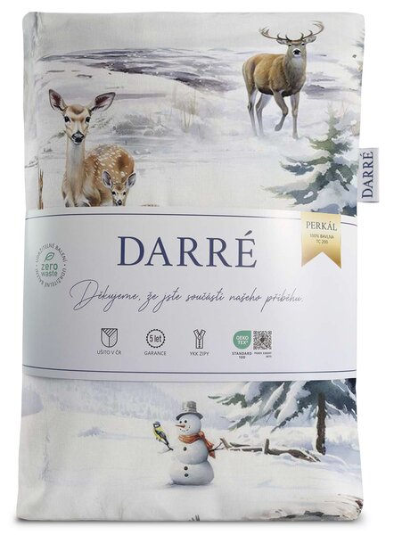 DARRÉ Perkálové bavlněné povlečení Vánoce v přírodě Velikost: 220 x 200 + 2 x 70 x 90