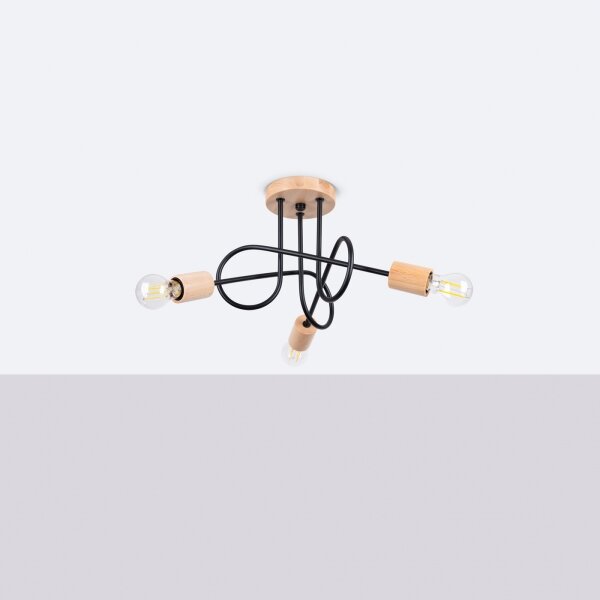 Sollux SL.1477 - Přisazený lustr EMBER 3xE27/15W/230V černá/béžová/buk