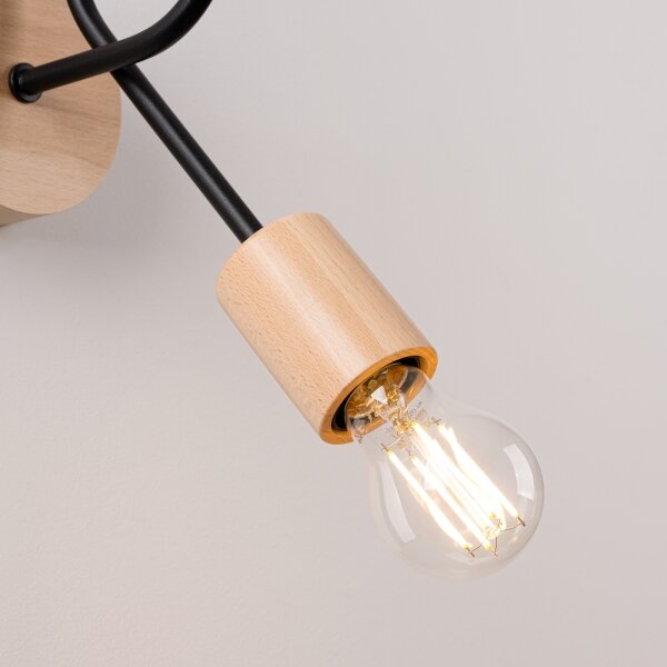 Sollux SL.1476 - Nástěnná lampa EMBER 1xE27/15W/230V černá/béžová/buk