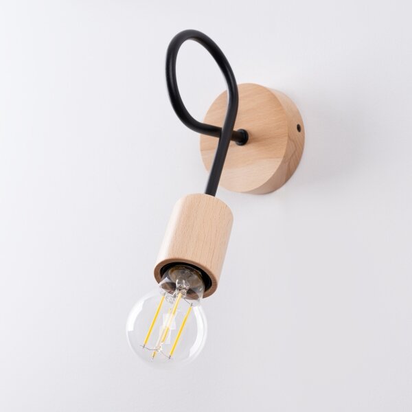 Sollux SL.1476 - Nástěnná lampa EMBER 1xE27/15W/230V černá/béžová/buk