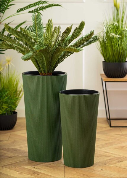 PLASTOVÝ KVĚTINÁČ URBANIKA ECO SADA 2KS 57X30 CM+46,6X25,5 CM ZELENÁ