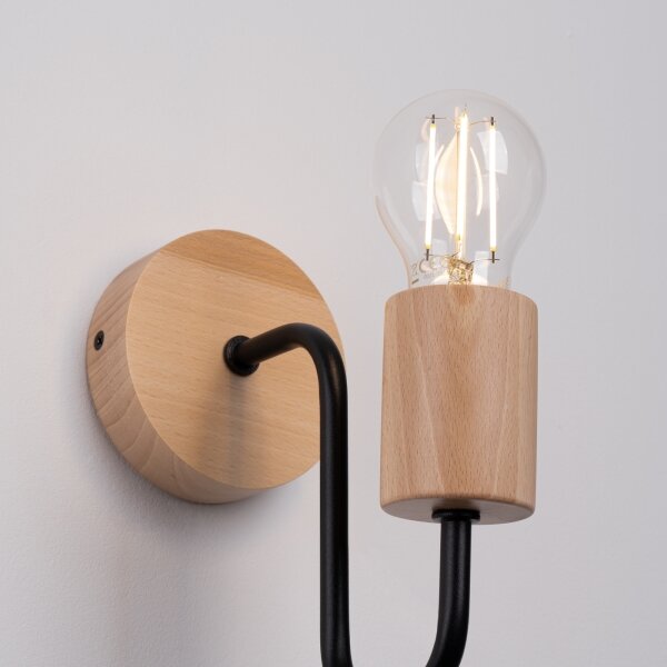 Sollux SL.1668 - Nástěnná lampa TIMBO 1xE27/15W/230V černá/béžová/buk