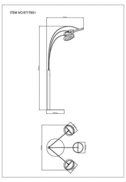 Globo LED stojací lampa Della, výška 190 cm, černá/tmavě šedá, 3 světla., stmívatelný, Černá, Obývací pokoj / jídelna, Hliník, Moderní