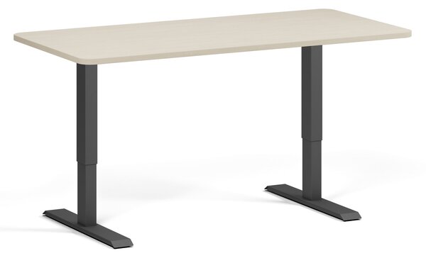 Polohovací stůl se zaoblenými rohy, 160x80 cm, 1 motor, černá podnož, bříza