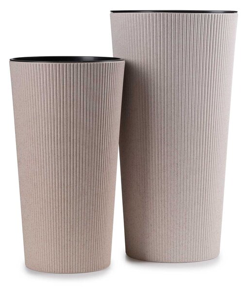 PLASTOVÝ KVĚTINÁČ URBANIKA ECO SADA 2KS 57X30 CM+46,6X25,5 CM BÉŽOVÁ