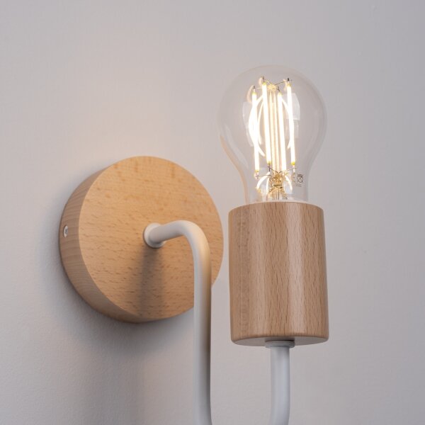 Sollux SL.1664 - Nástěnná lampa TIMBO 1xE27/15W/230V bílá/béžová/buk