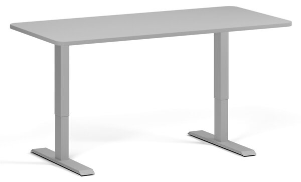 Polohovací stůl se zaoblenými rohy, 160x80 cm, 2 motory, šedá podnož, šedá
