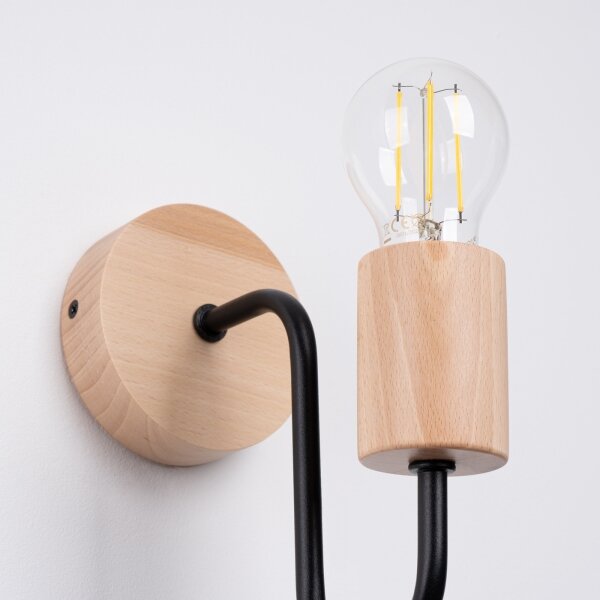 Sollux SL.1668 - Nástěnná lampa TIMBO 1xE27/15W/230V černá/béžová/buk