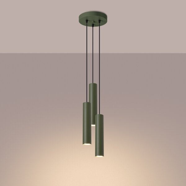 Sollux SL.1487 - Lustr na lanku LAGOS 3xGU10/10W/230V zelená