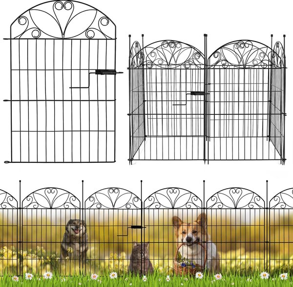 Plotový panel, rozměry 80 x 56,5 cm, sada 6 kusů, nerezové kovové provedení, celková délka 339 cm, určený pro trávníky