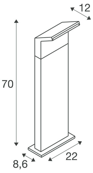 BIG WHITE SLV ORDI II POLE 70, volně stojící svítidlo, úhlové, 2200/3000 K, IP65, černé 1008726