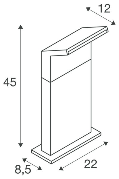 BIG WHITE SLV ORDI II POLE 45, volně stojící svítidlo, úhlové, 2200/3000 K, IP65, černé 1008725