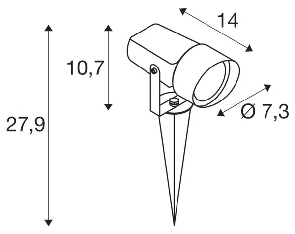 BIG WHITE SLV SYNA SHADE svítidlo se zemním hrotem, GU10, 1x max. 10 W, IP65, kulaté, černé 1008480