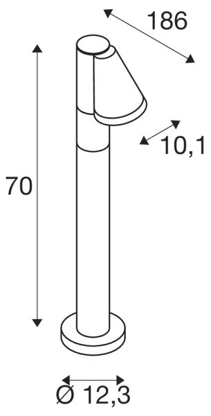 BIG WHITE SLV T-TUBE 70 POLE venkovní stojací svítidlo, GU10, jednoduché, IP65, max. 10 W, černé 1008016