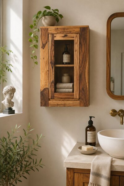 Nástěnná skříňka do koupelny Gani 40x60x15 z indického masivu palisandr