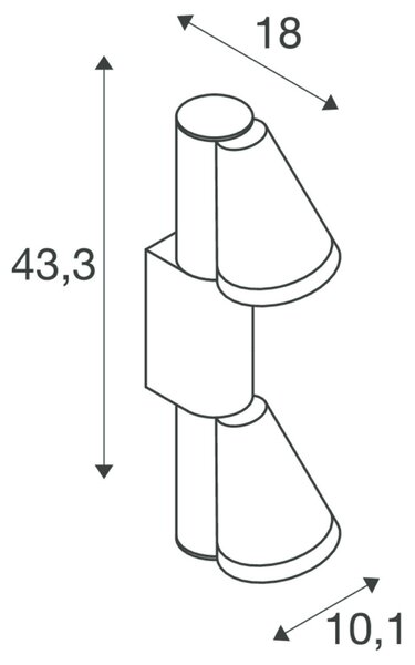 BIG WHITE SLV T-TUBE nástěnné svítidlo pro povrchovou montáž, GU10, dvojité, IP44, max. 10 W, černé 1008013