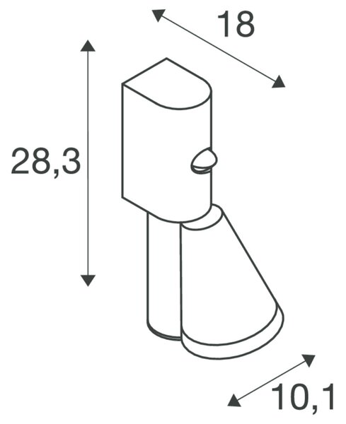 BIG WHITE SLV T-TUBE nástěnné svítidlo pro povrchovou montáž, GU10, jednoduché, senzor, IP44, max. 10 W, černé 1008010