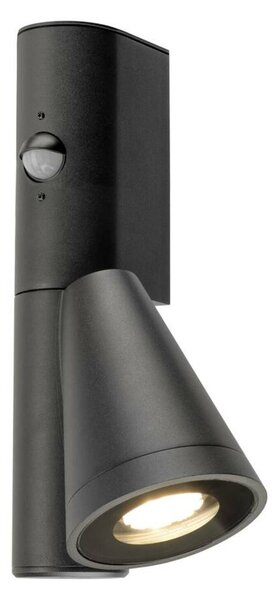 BIG WHITE SLV T-TUBE nástěnné svítidlo pro povrchovou montáž, GU10, jednoduché, senzor, IP44, max. 10 W, černé 1008010