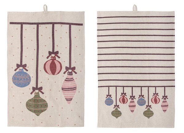 Bavlněné utěrky v sadě 2 ks s vánočním motivem 71x45 cm Ornamentia – Bloomingville
