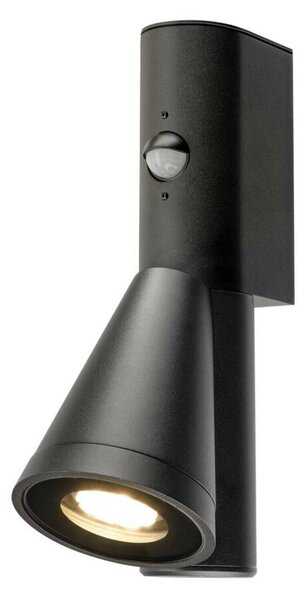 BIG WHITE SLV T-TUBE nástěnné svítidlo pro povrchovou montáž, GU10, jednoduché, senzor, IP44, max. 10 W, černé 1008010