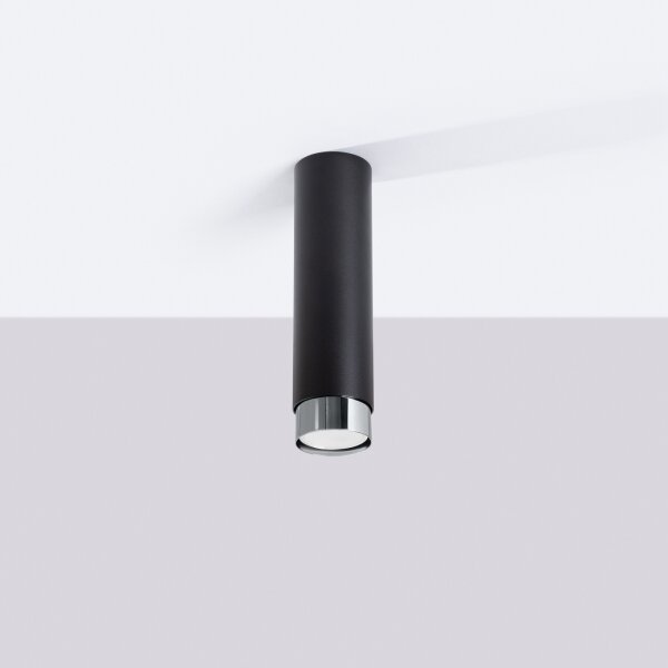 Sollux SL.1409 - Bodové svítidlo NERO 1xGU10/10W/230V 22,5 cm černá/lesklý chrom